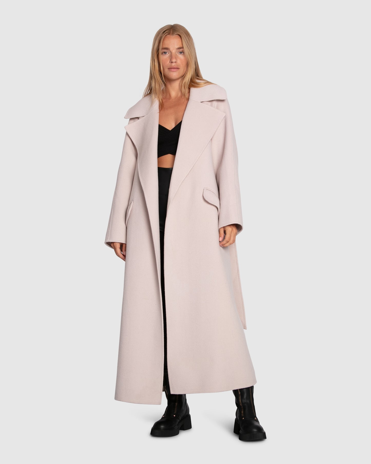 Heart To Heart Large Collar Maxi Coat - Rosewater