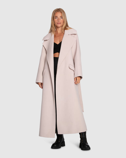 Heart To Heart Large Collar Maxi Coat - Rosewater