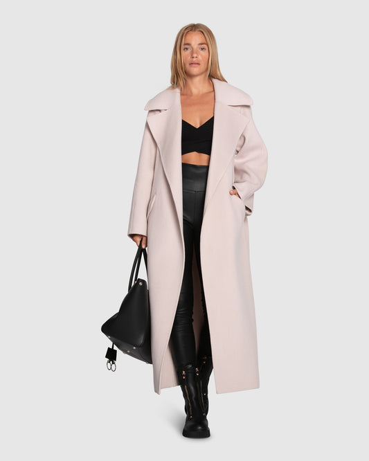 Heart To Heart Large Collar Maxi Coat - Rosewater