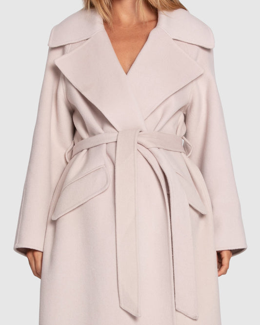 Heart To Heart Large Collar Maxi Coat - Rosewater