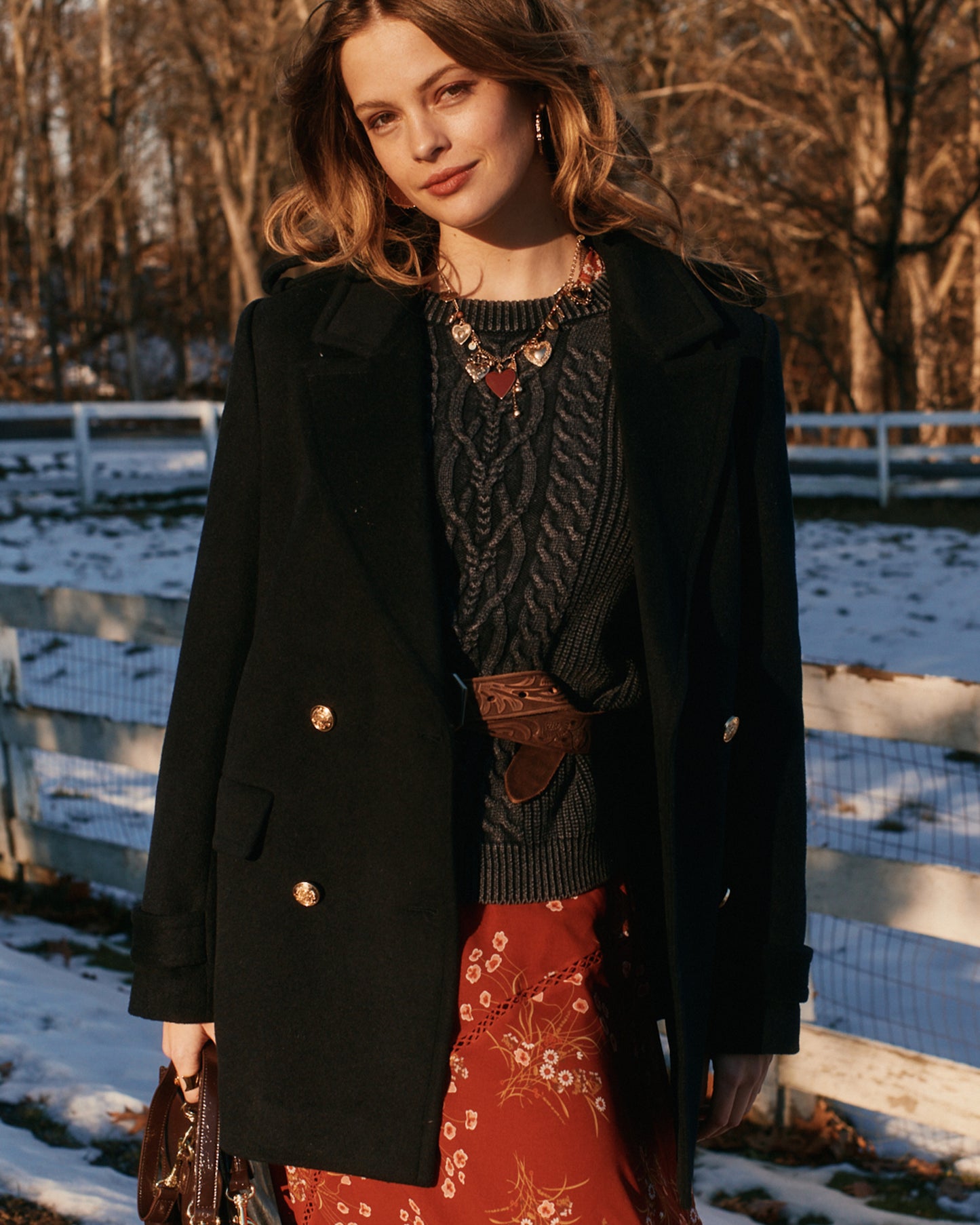 Harbour Military Wool Blend Pea Coat - Navy