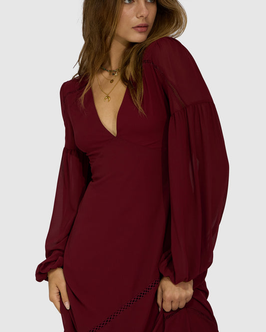 In Your Dreams Maxi Dress - Burgundy