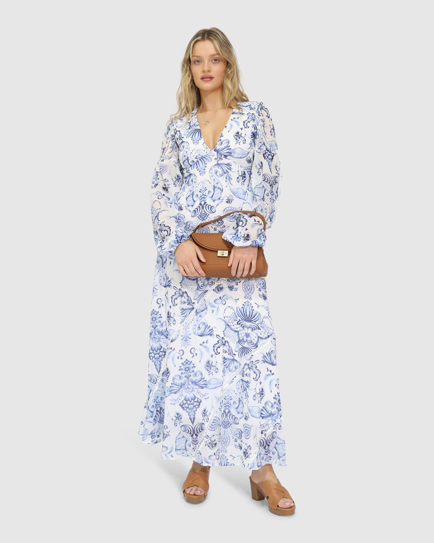 In Your Dreams Maxi Dress - White/Blue