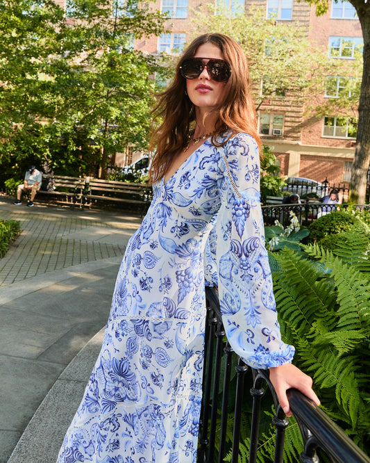 In Your Dreams Maxi Dress - White/Blue