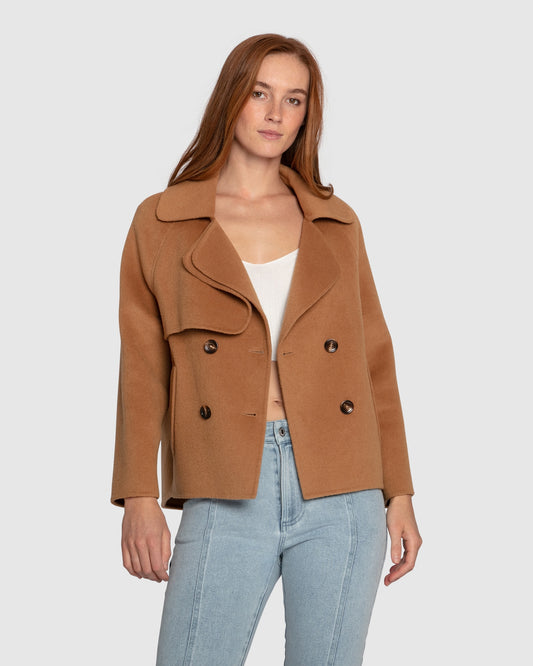 I'm Yours Wool Blend Peacoat - Camel