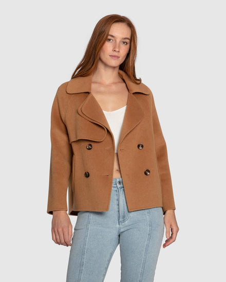 I'm Yours Wool Blend Peacoat - Camel