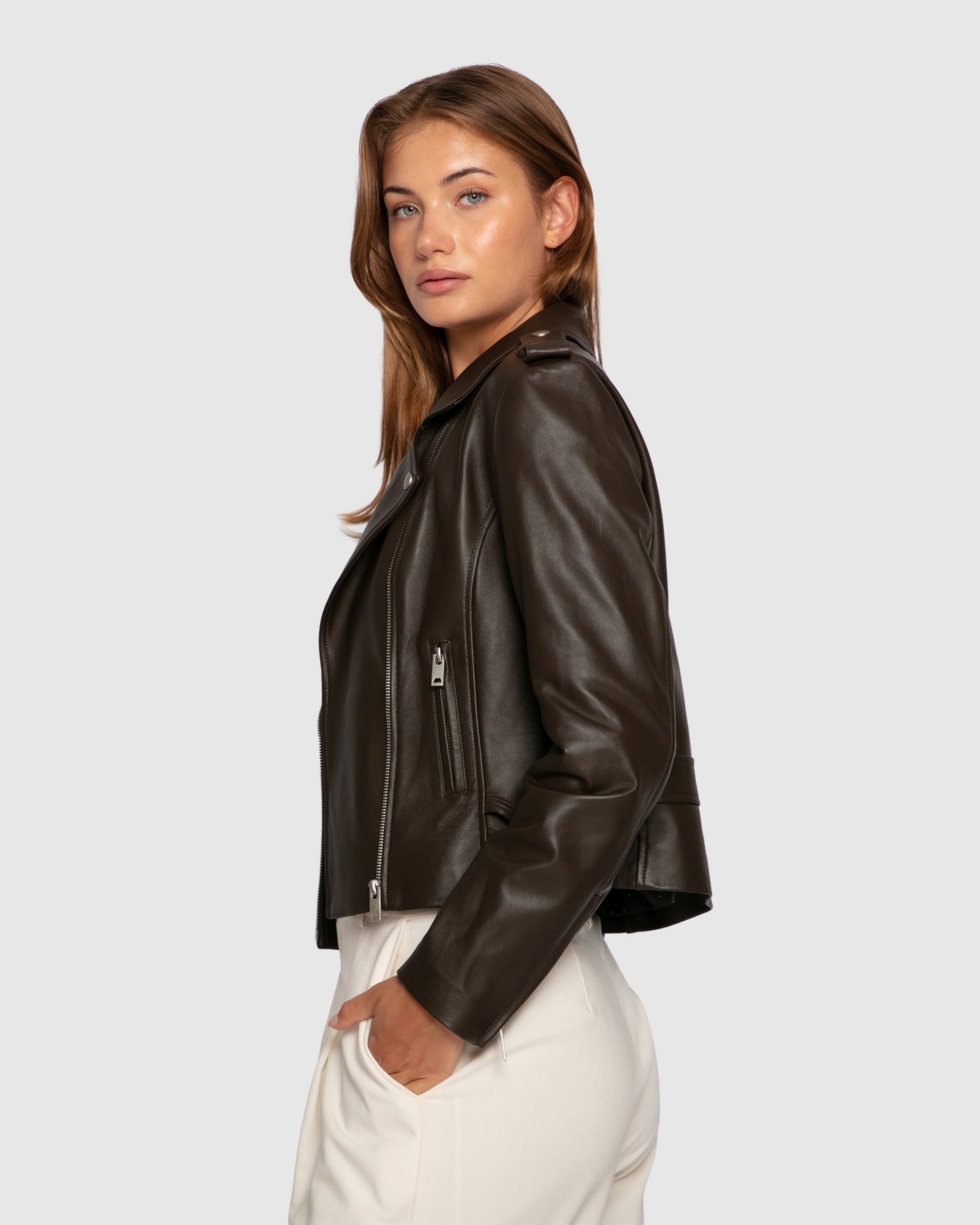 Just Friends Leather Jacket - Chocolate