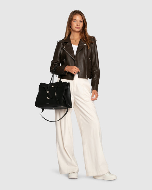 Just Friends Leather Jacket - Chocolate