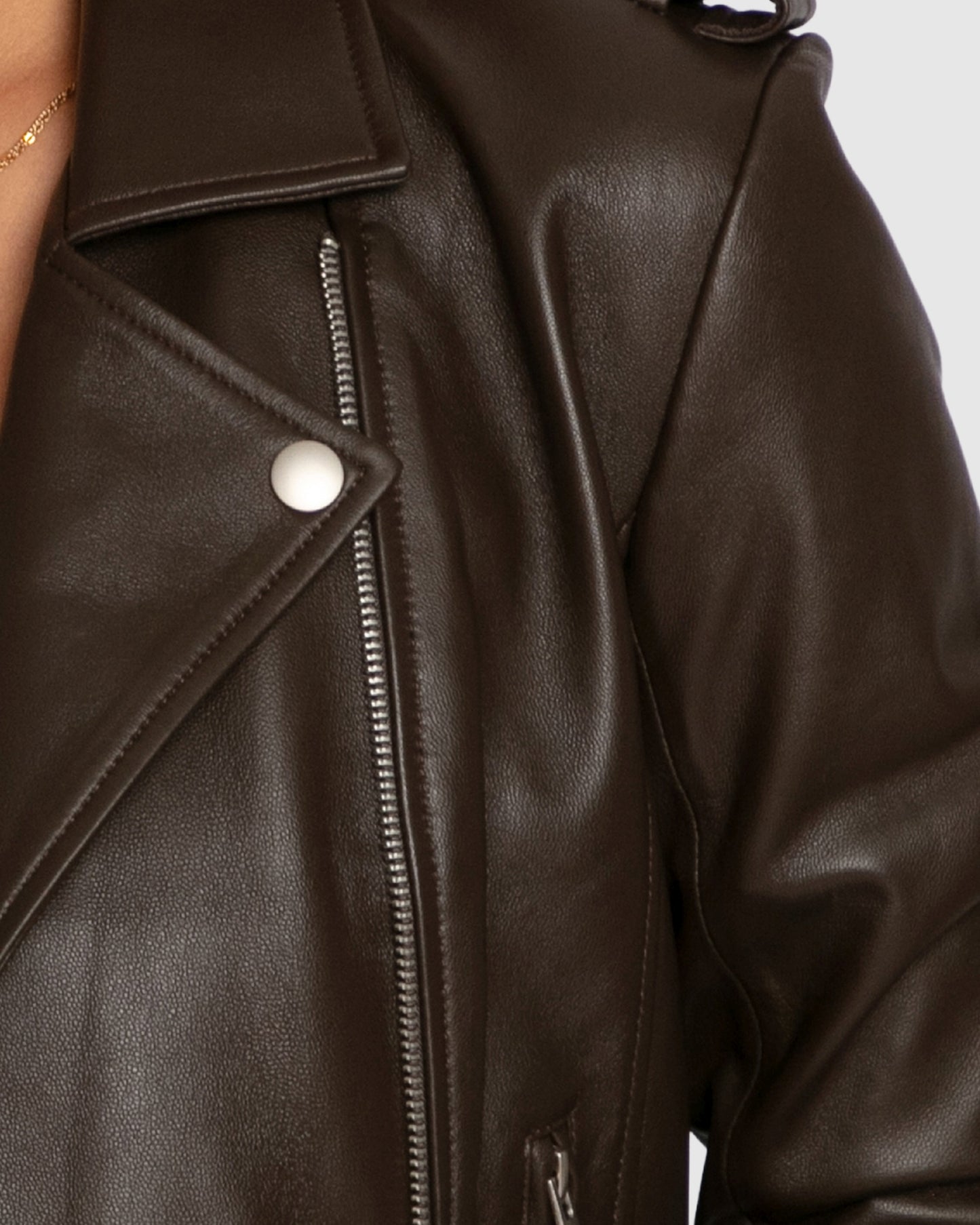 Just Friends Leather Jacket - Chocolate