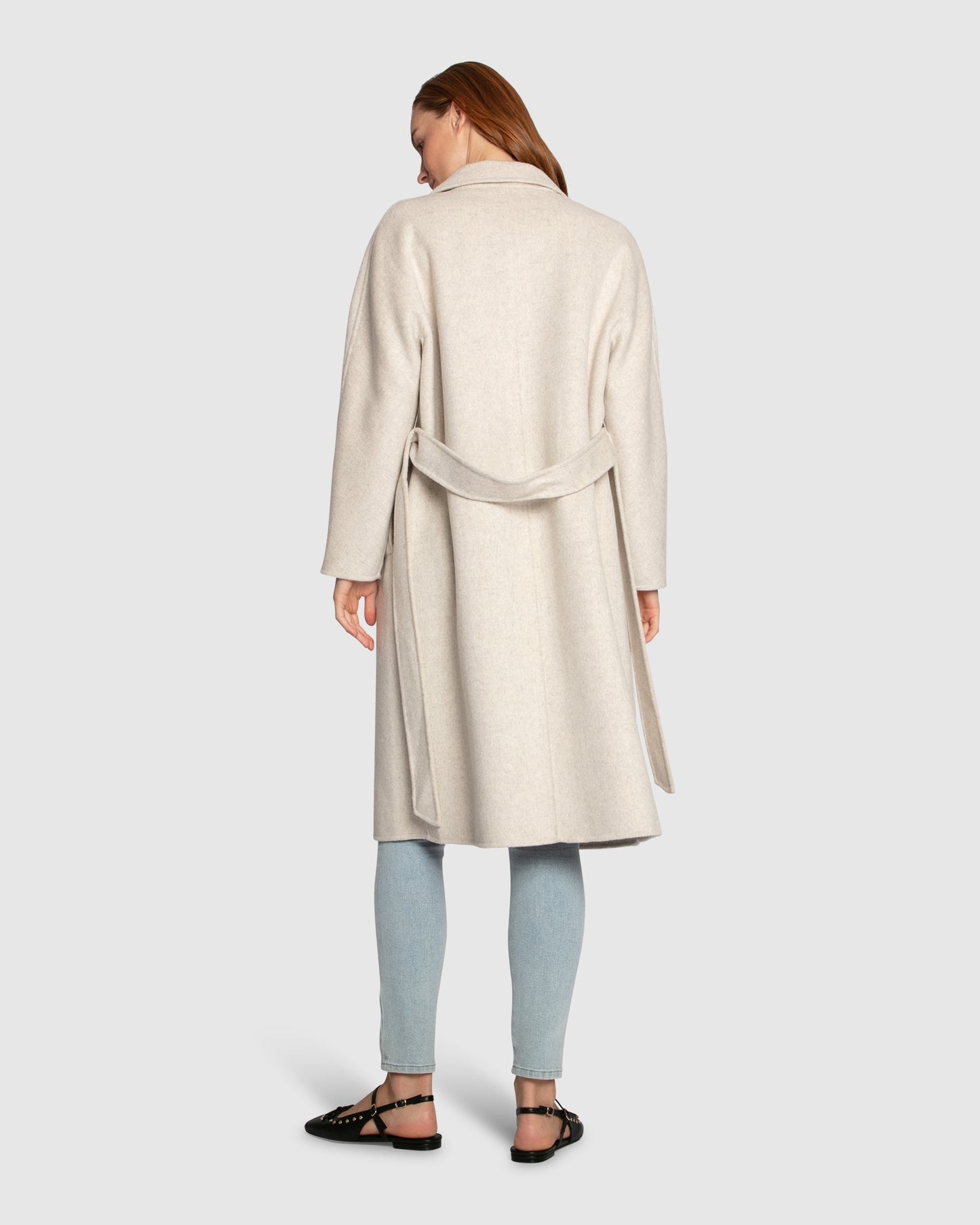 Boss Girl Double-Breasted Lined Wool Coat - Oat Marle