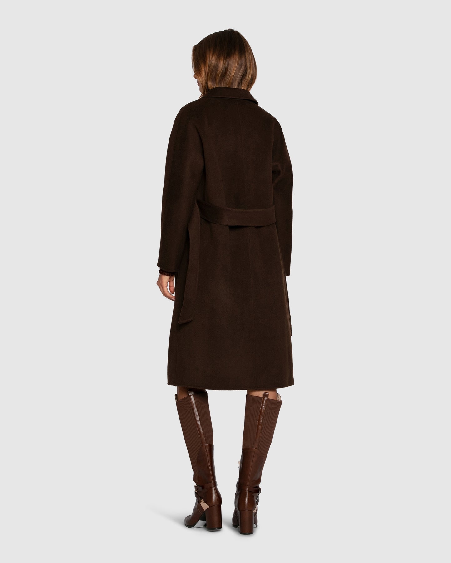 Boss Girl Double Breasted Lined Wool Coat - Chocolate