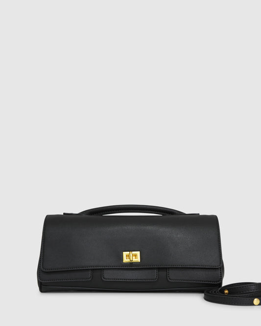 Love Boat Leather Clutch Bag - Black