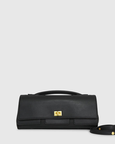 Love Boat Leather Clutch Bag - Black