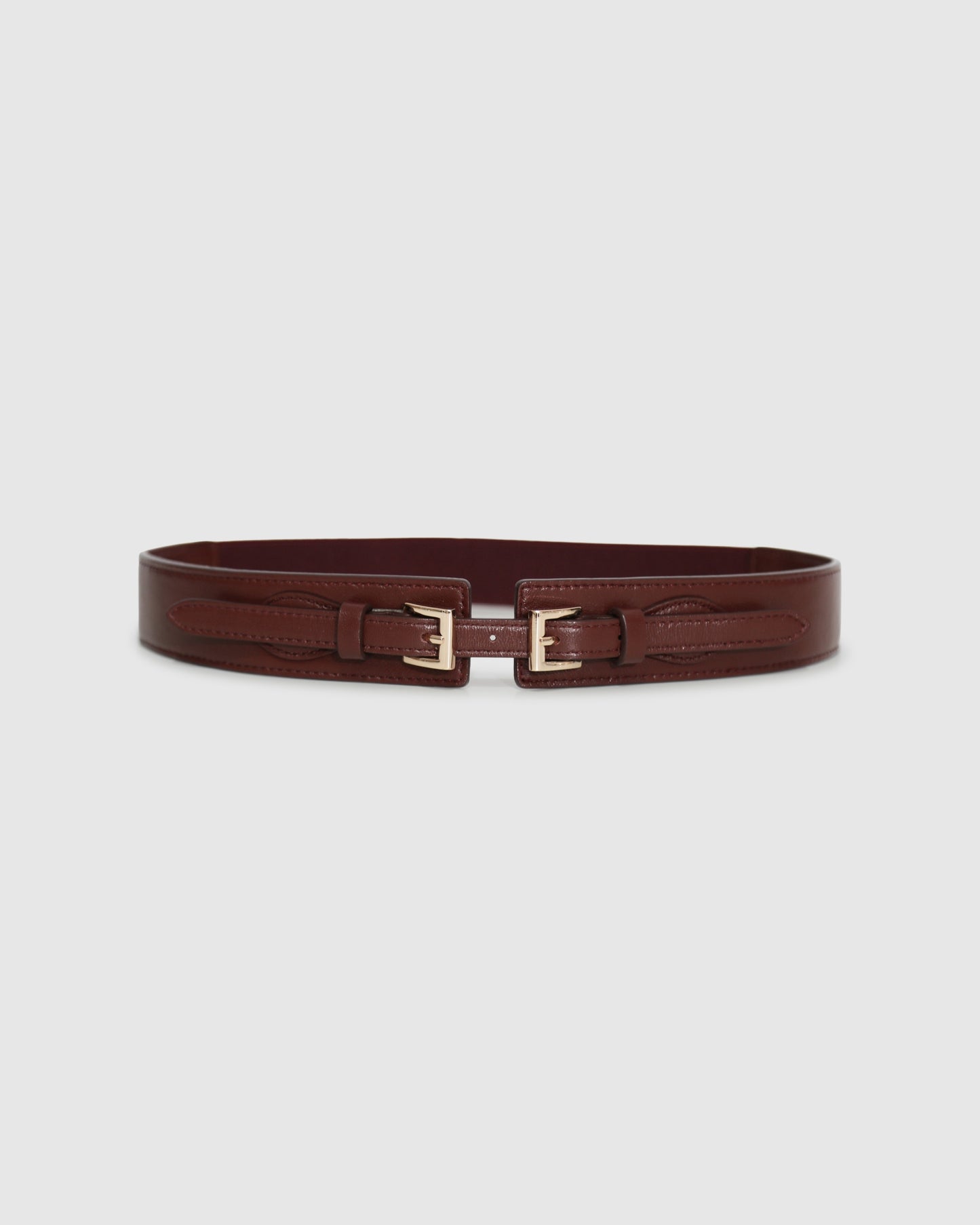 London Fog Leather Waist Belt - Burgundy