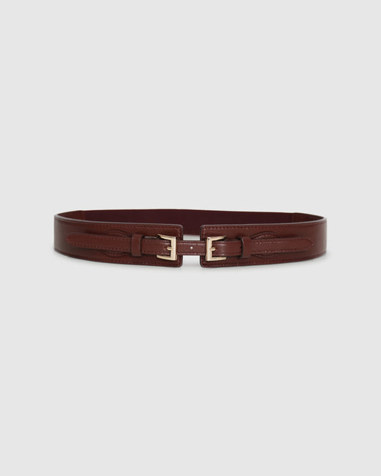 London Fog Leather Waist Belt - Burgundy