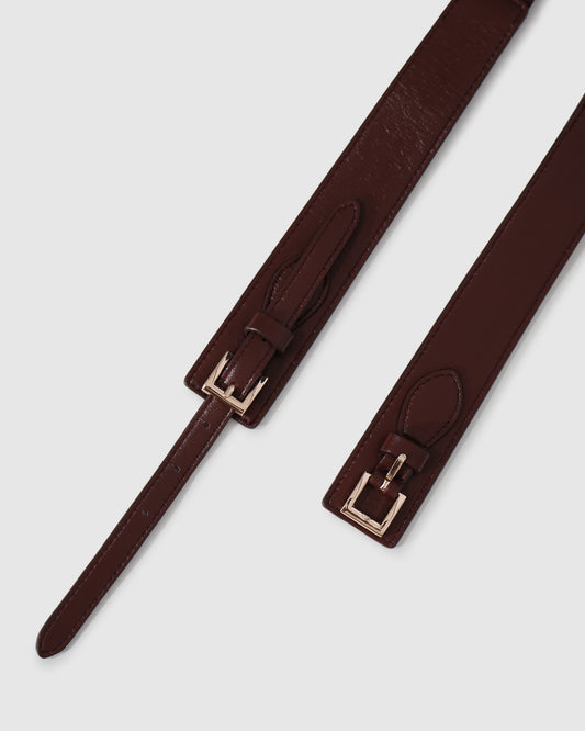 London Fog Leather Waist Belt - Burgundy