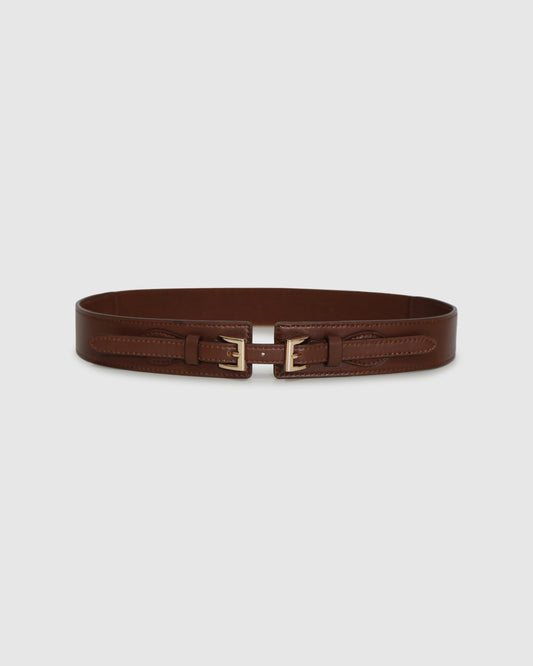 London Fog Leather Waist Belt - Chocolate