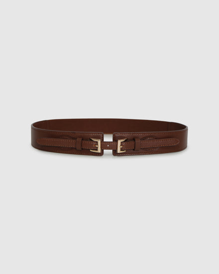 London Fog Leather Waist Belt - Chocolate