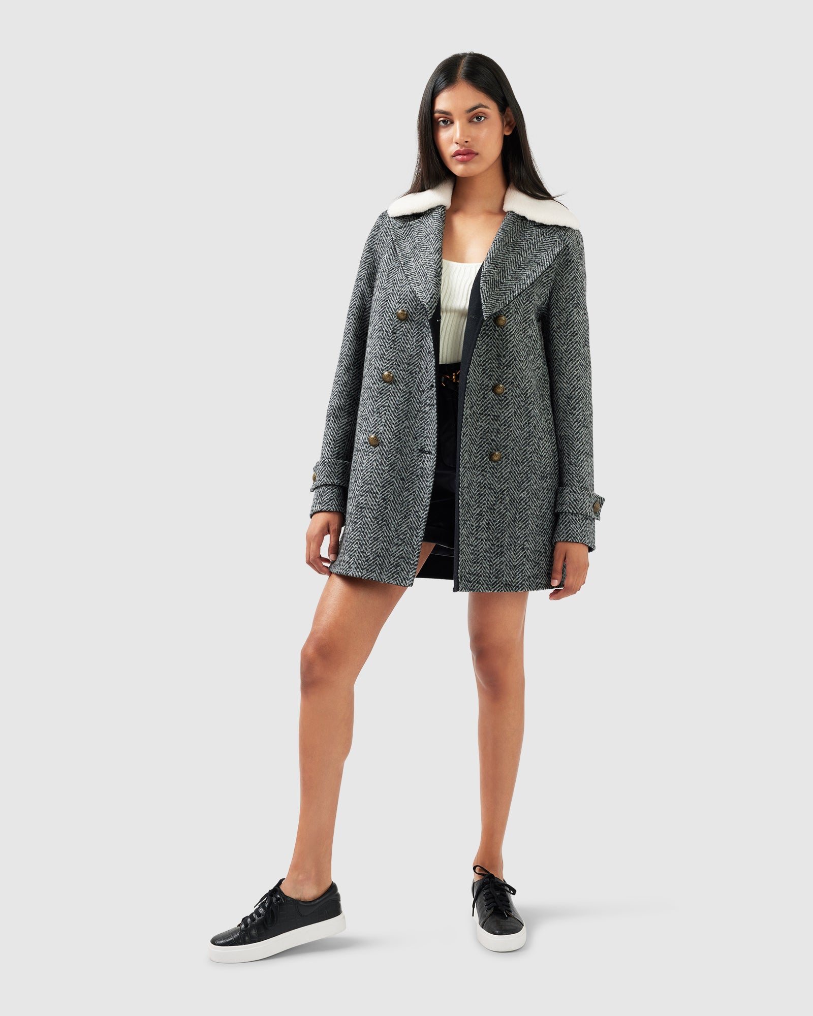 Full Size Lapel Collar Sherpa Coat