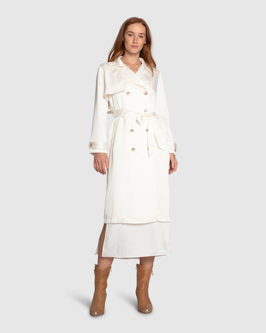 Love Language Satin Trench - Off White