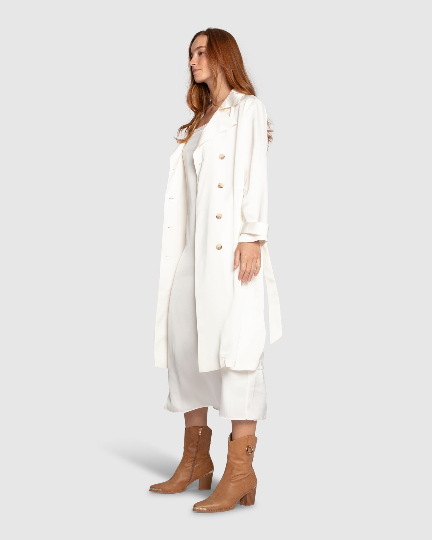 Love Language Satin Trench - Off White