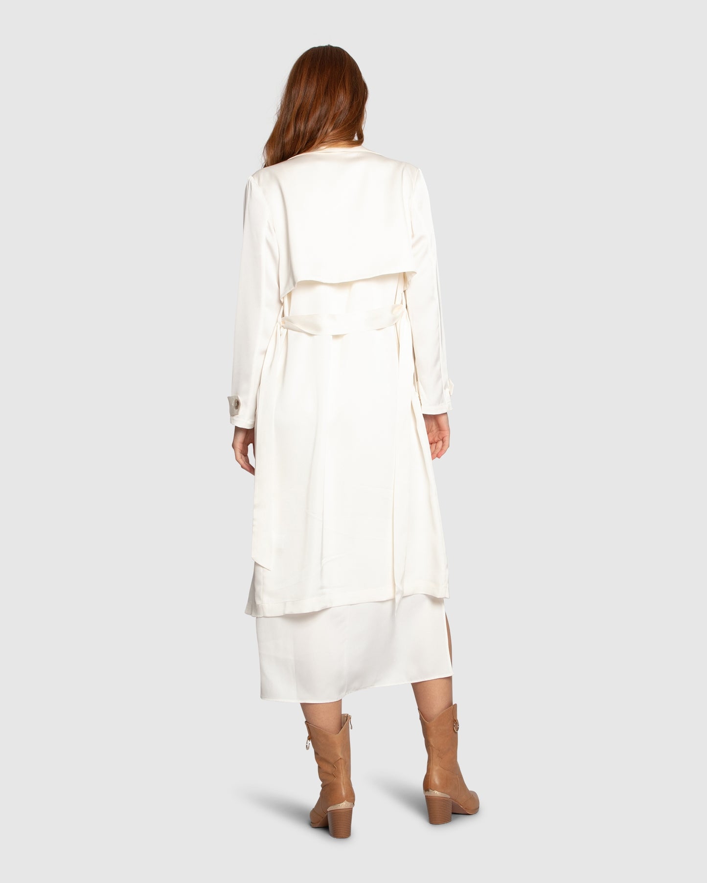Love Language Satin Trench - Off White