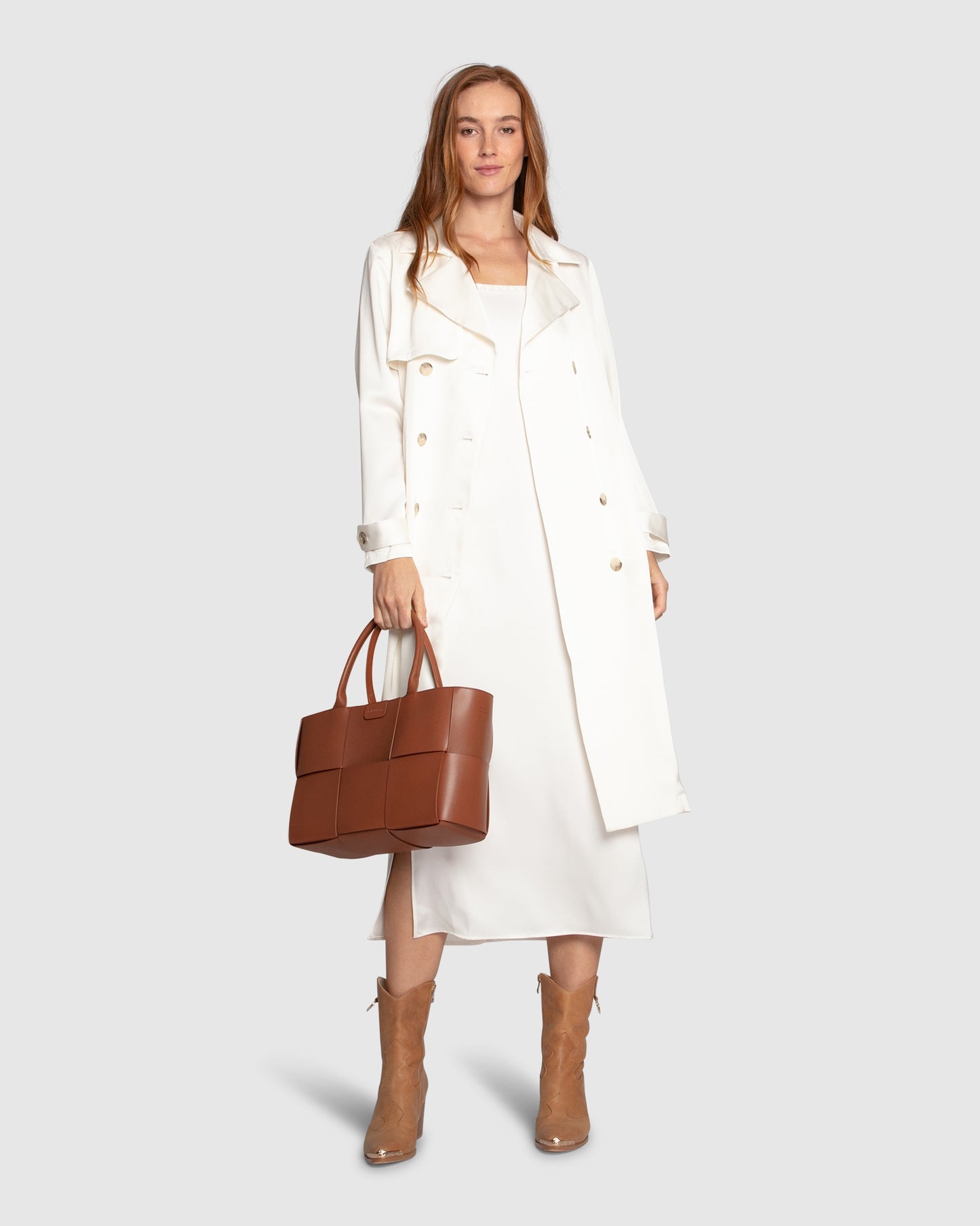 Love Language Satin Trench - Off White