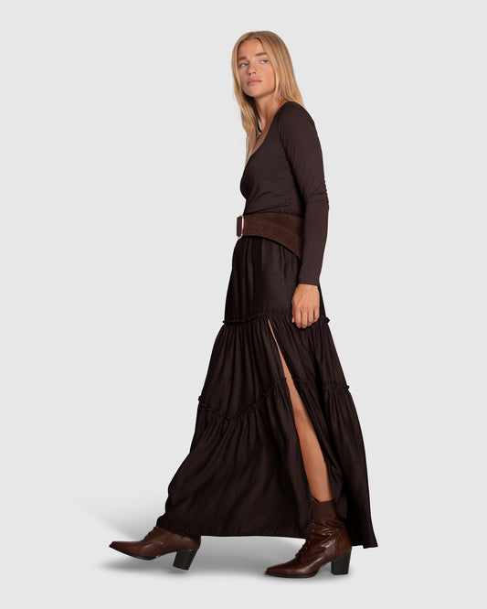 Let Me Love You Tiered Maxi Dress - Chocolate
