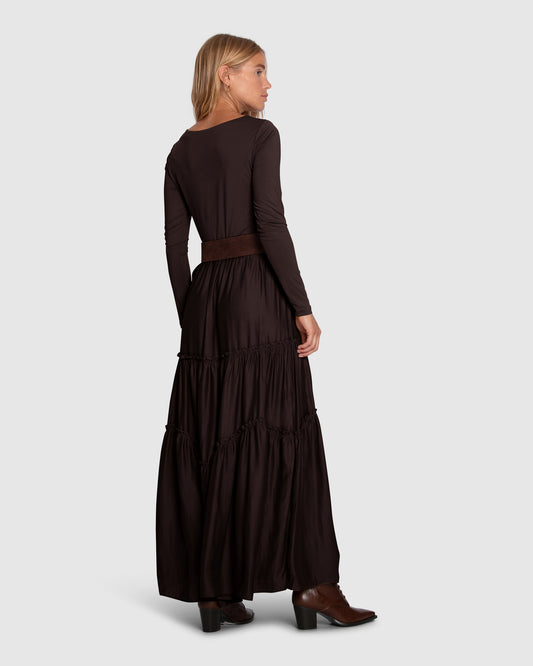 Let Me Love You Tiered Maxi Dress - Chocolate