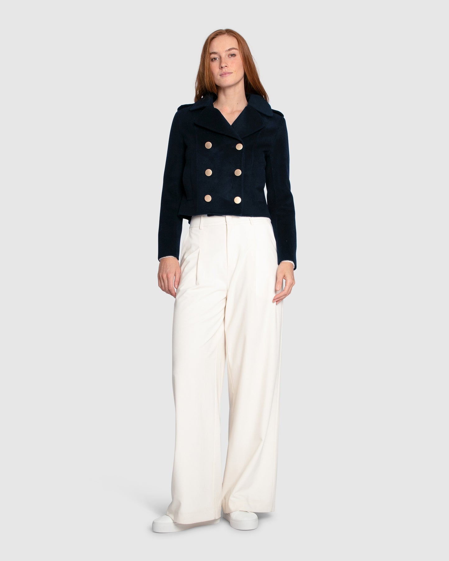 Love Me Now Wool Blend Military Style Coat - Navy
