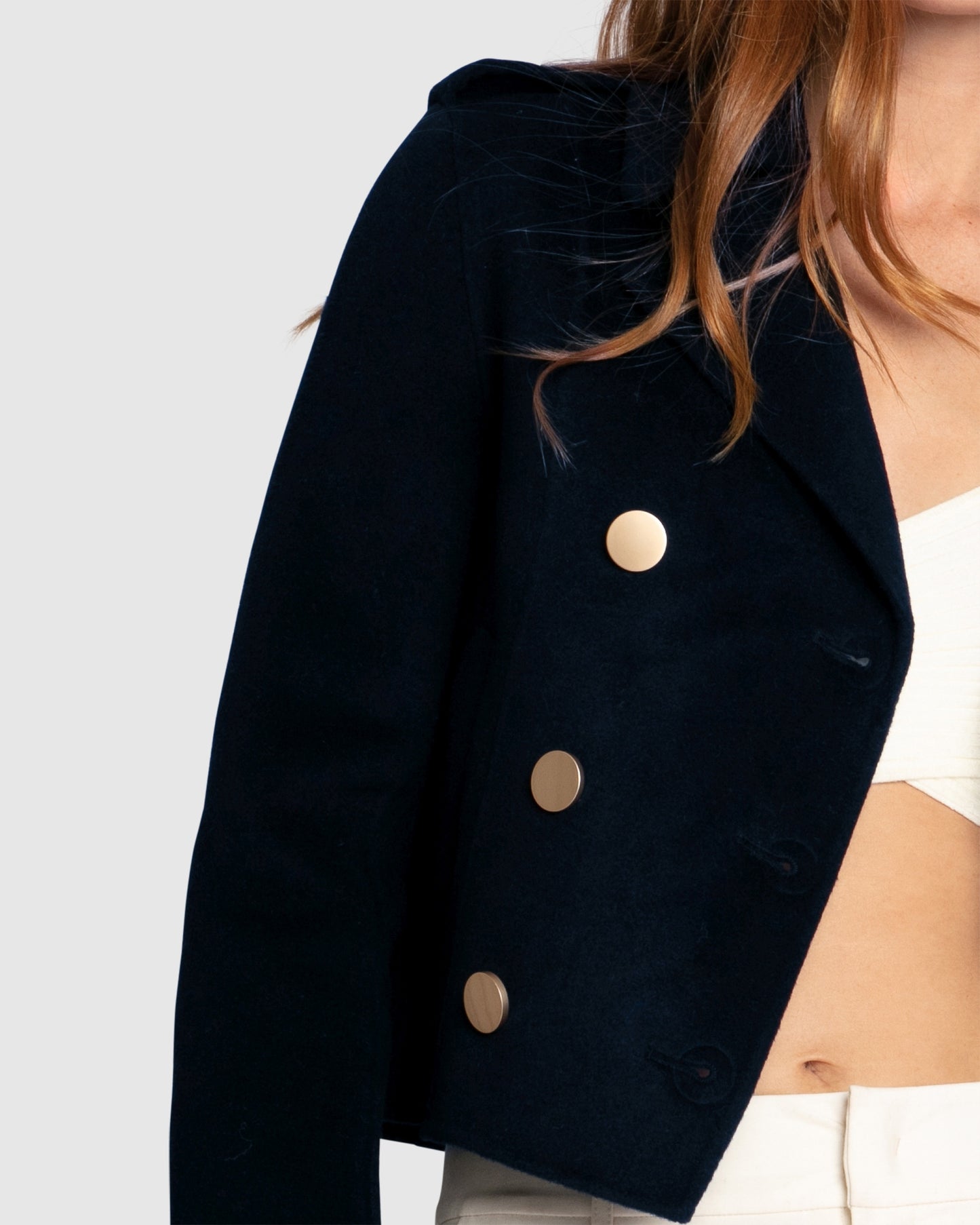 Love Me Now Wool Blend Military Style Coat - Navy