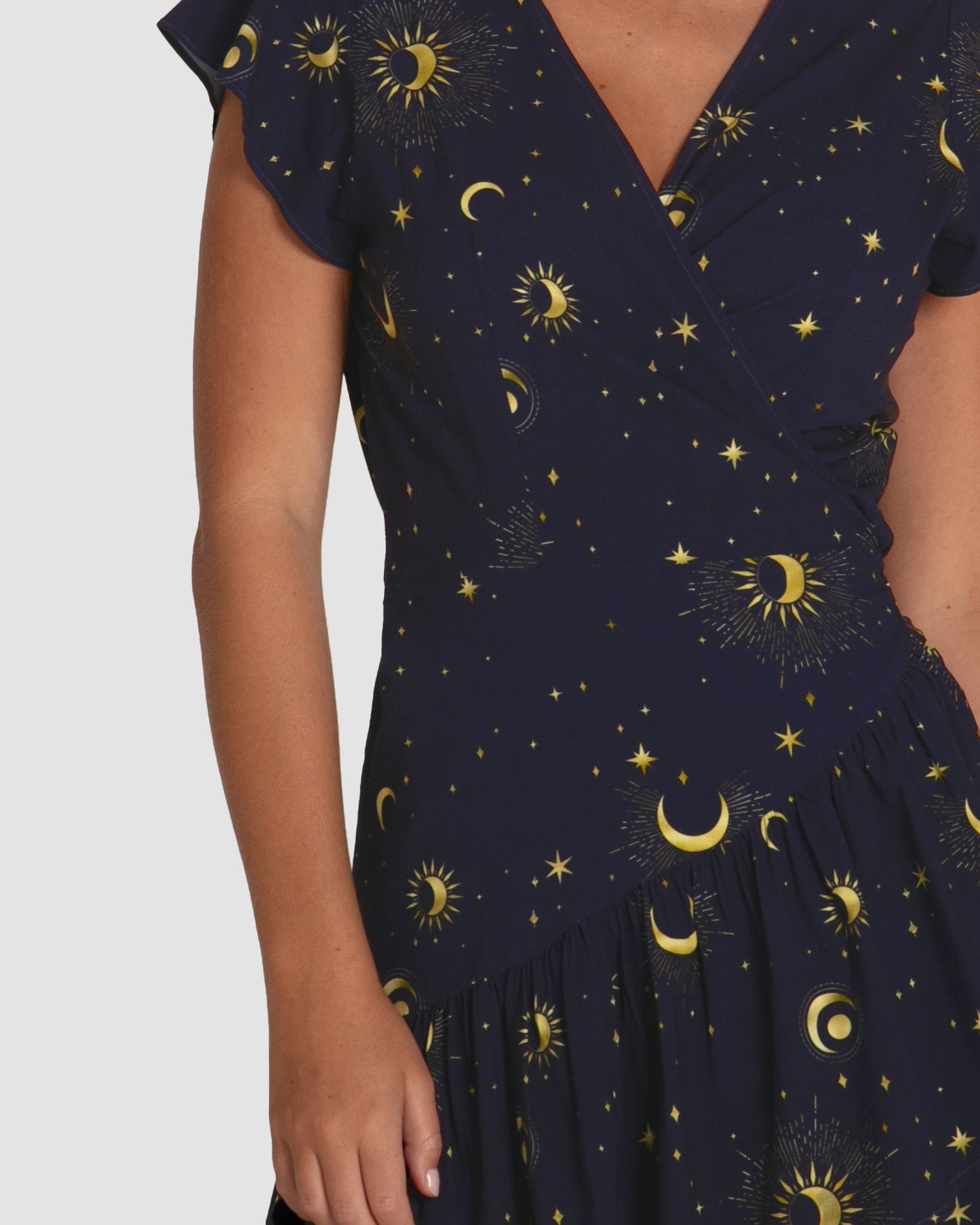 navy mini wrap dress Short Sleeve Navy Mini Wrap Dress Micaela Faux Wrap Dress In Navy