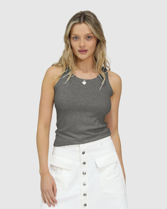 Last Time Ribbed Tank Top - Grey