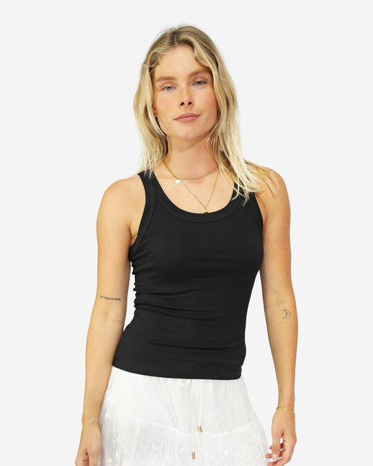 Last Time Ribbed Tank Top - Black