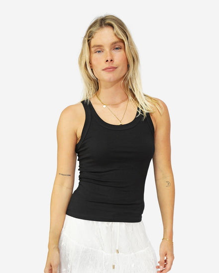 Last Time Ribbed Tank Top - Black