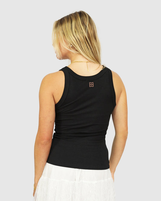 Last Time Ribbed Tank Top - Black