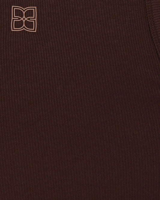 Last Time Ribbed Tank Top - Chocolate