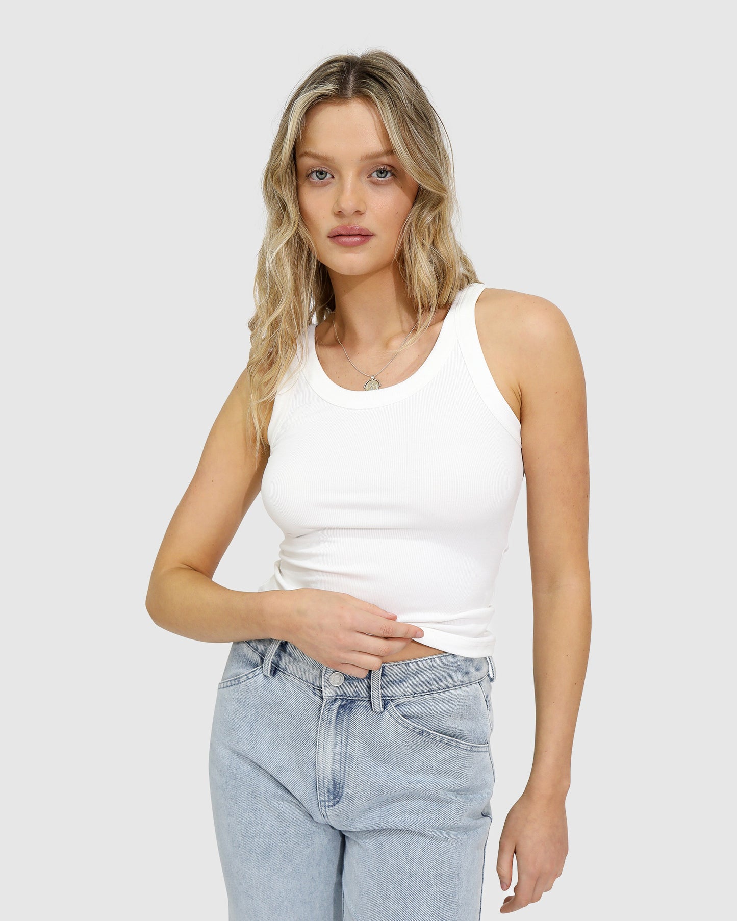 Last Time Ribbed Tank Top - White