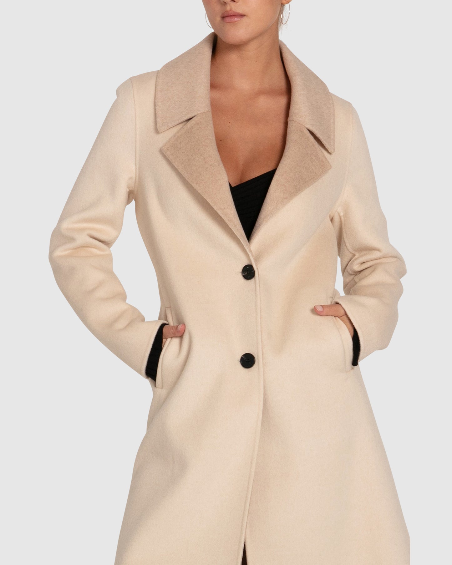 Lexington Two-Tone Wool Blend Coat - Beige