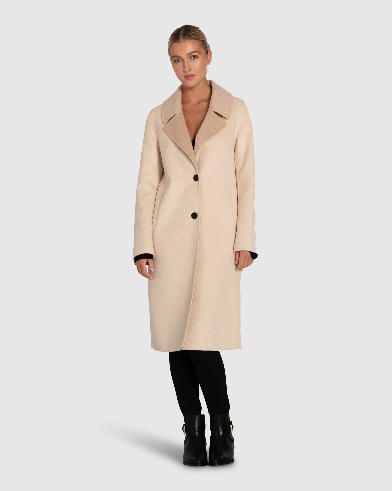 Lexington Two-Tone Wool Blend Coat - Beige – Belle & Bloom