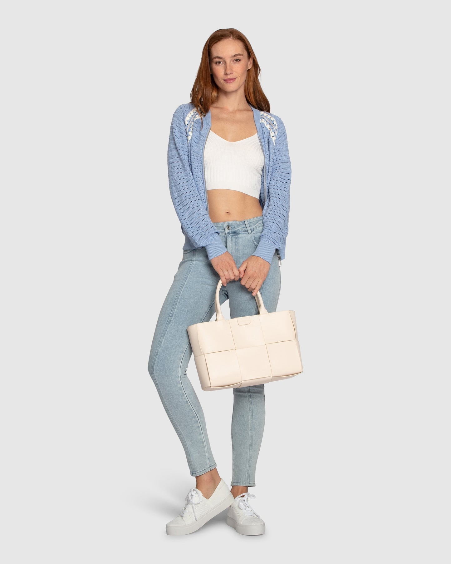 Meadow Breeze Zip Knit - Light Blue