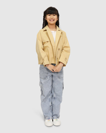 Matilda Cropped Trench Jacket - Khaki