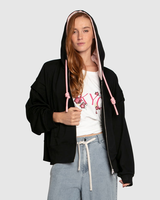 No Ordinary Love Zip Hoodie- Black