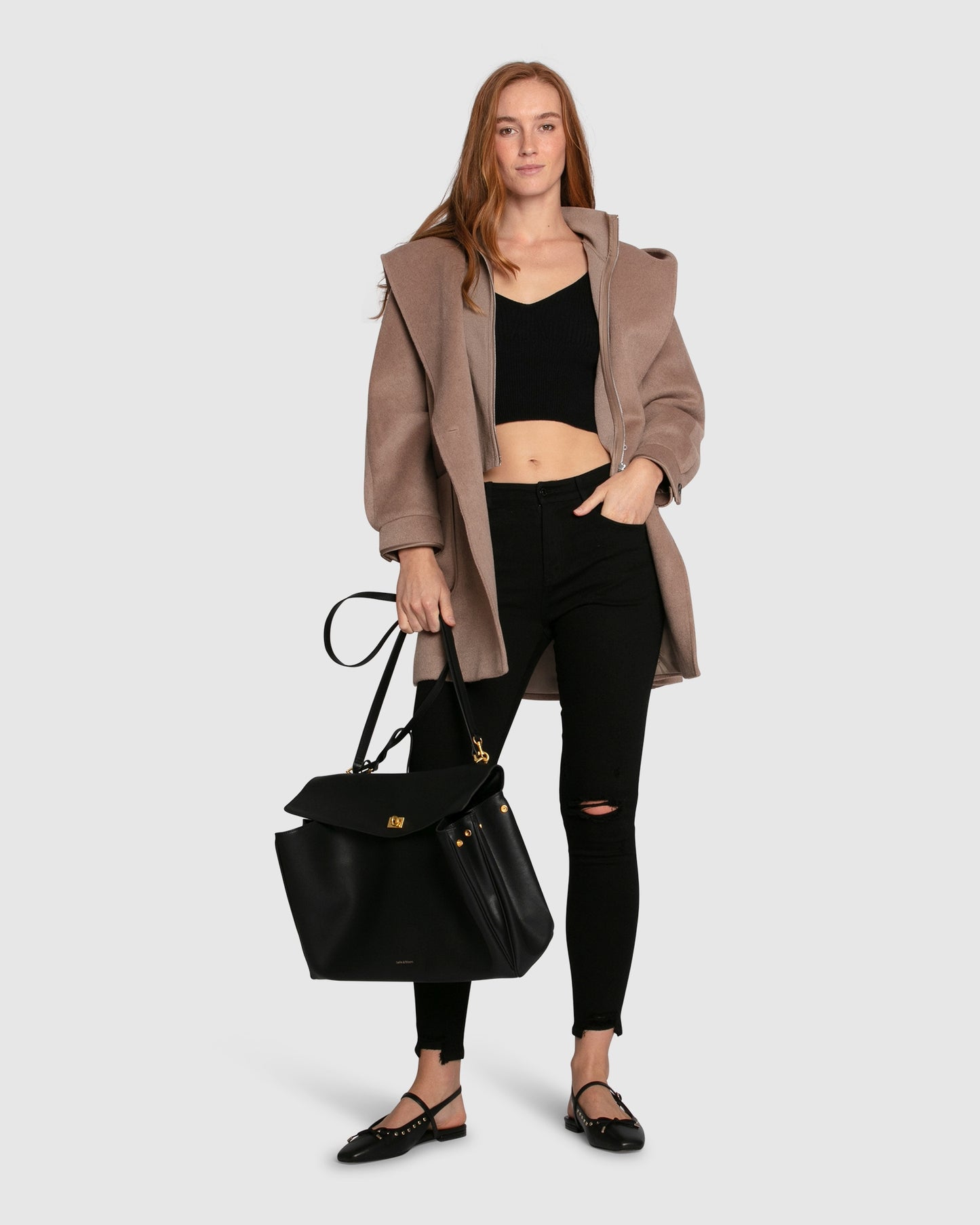 Next To You Hooded Wool Blend Coat - Brown