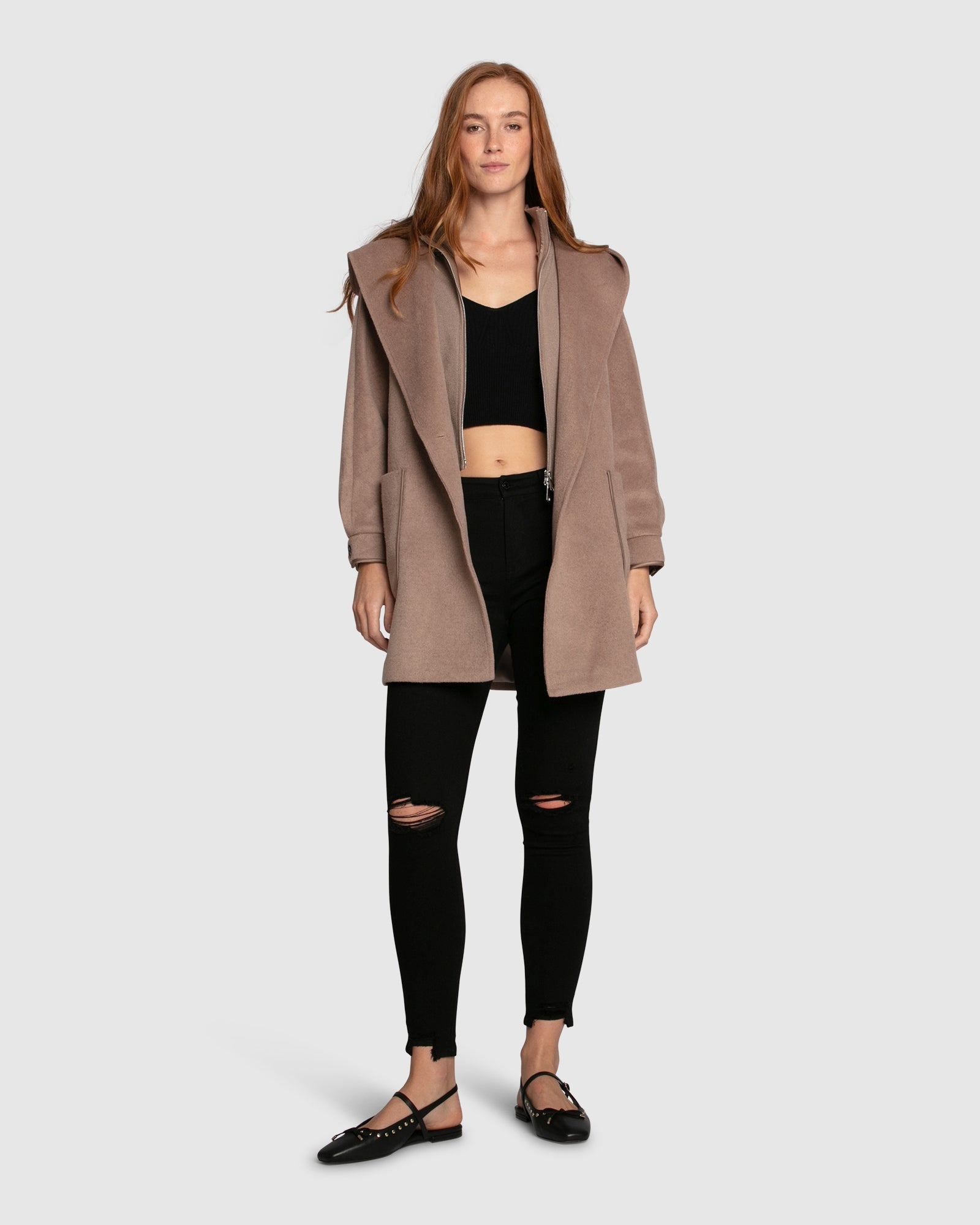 Next To You Hooded Wool Blend Coat - Brown – Belle & Bloom