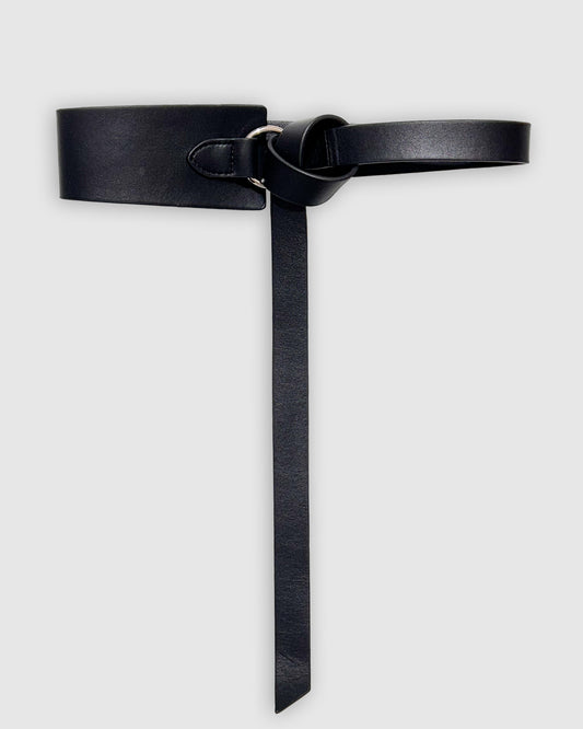 New Divide Leather Belt - Black