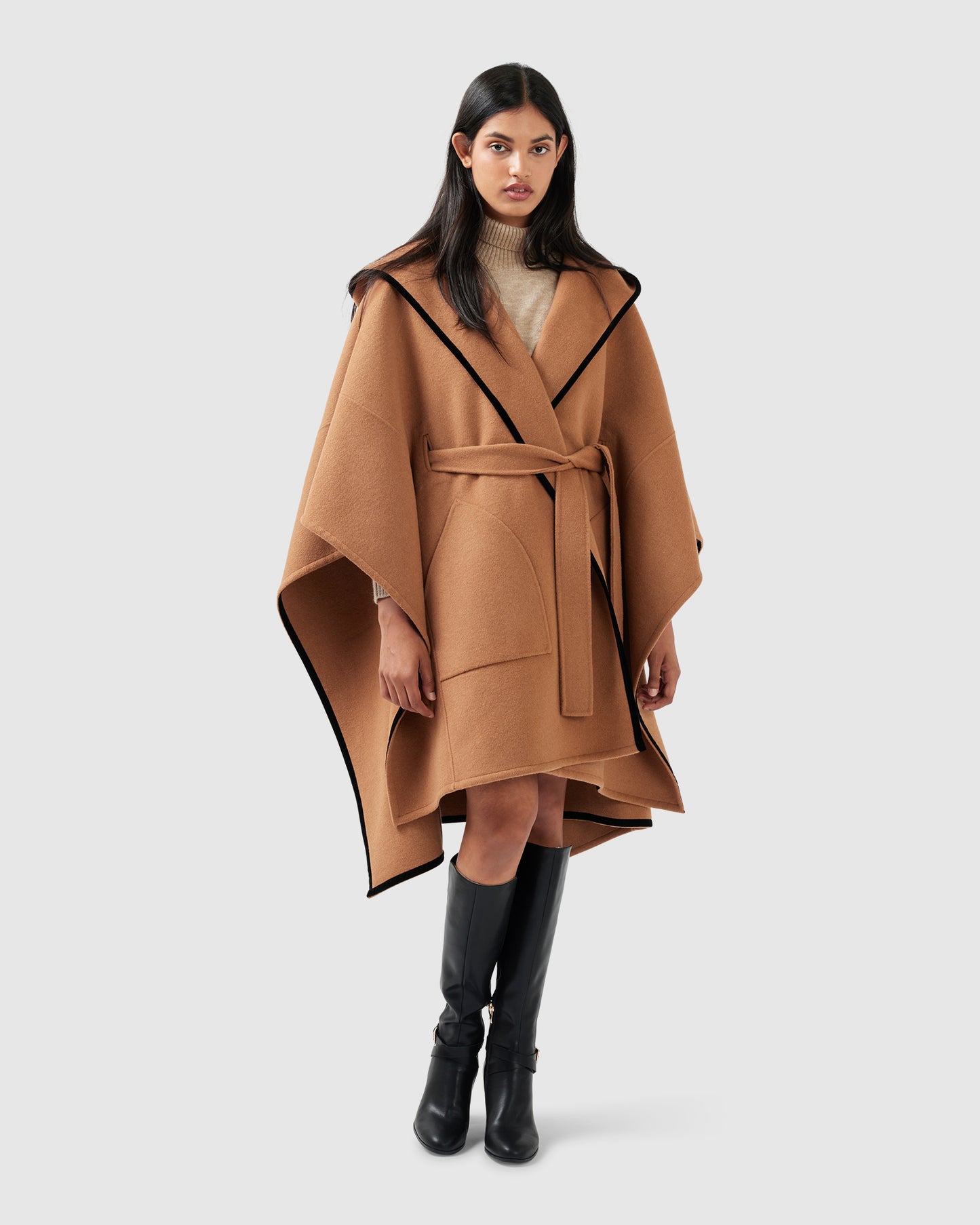 Need You Now Hooded Cape - Camel