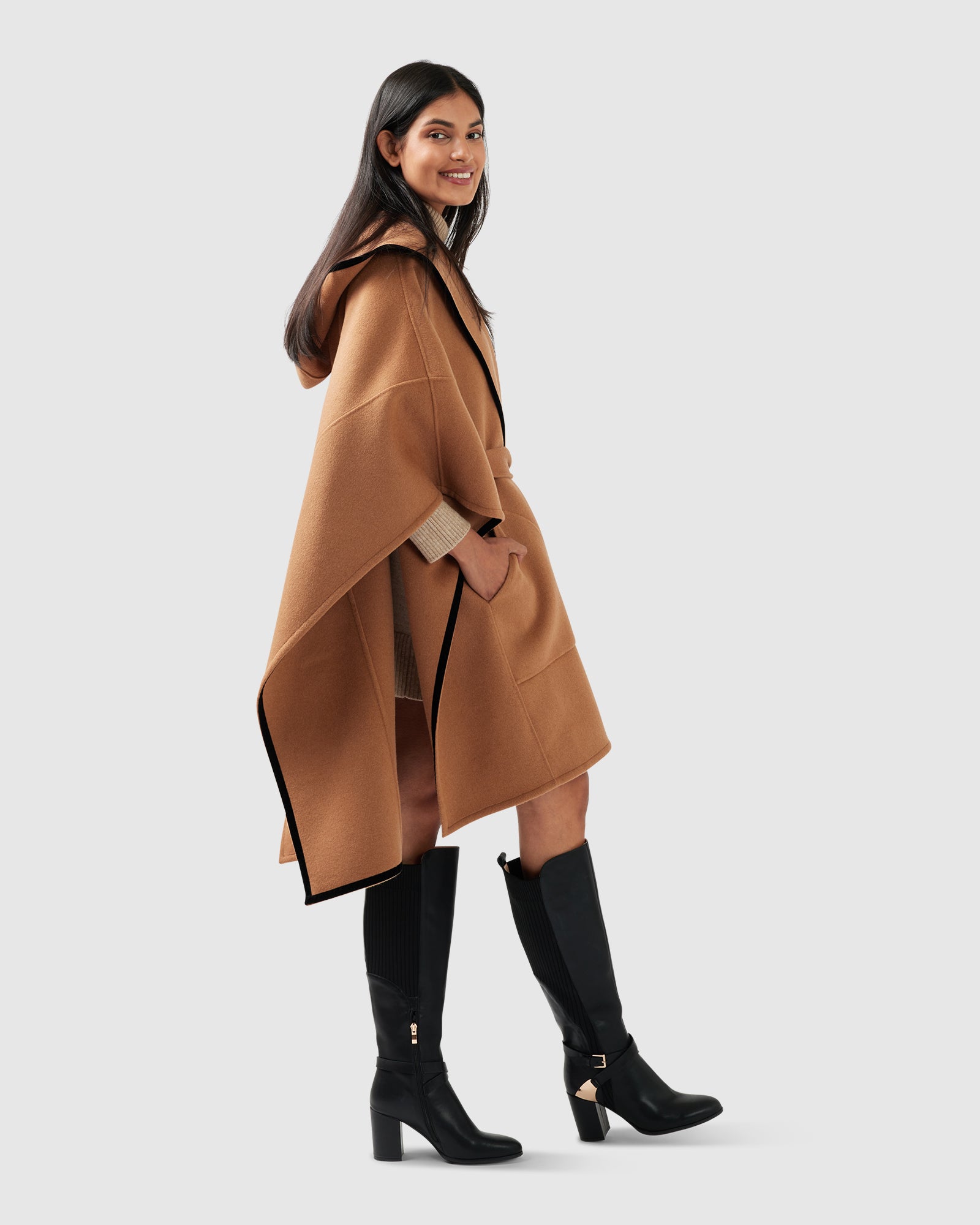 Need You Now Wool Blend Hooded Cape - Camel – Belle & Bloom
