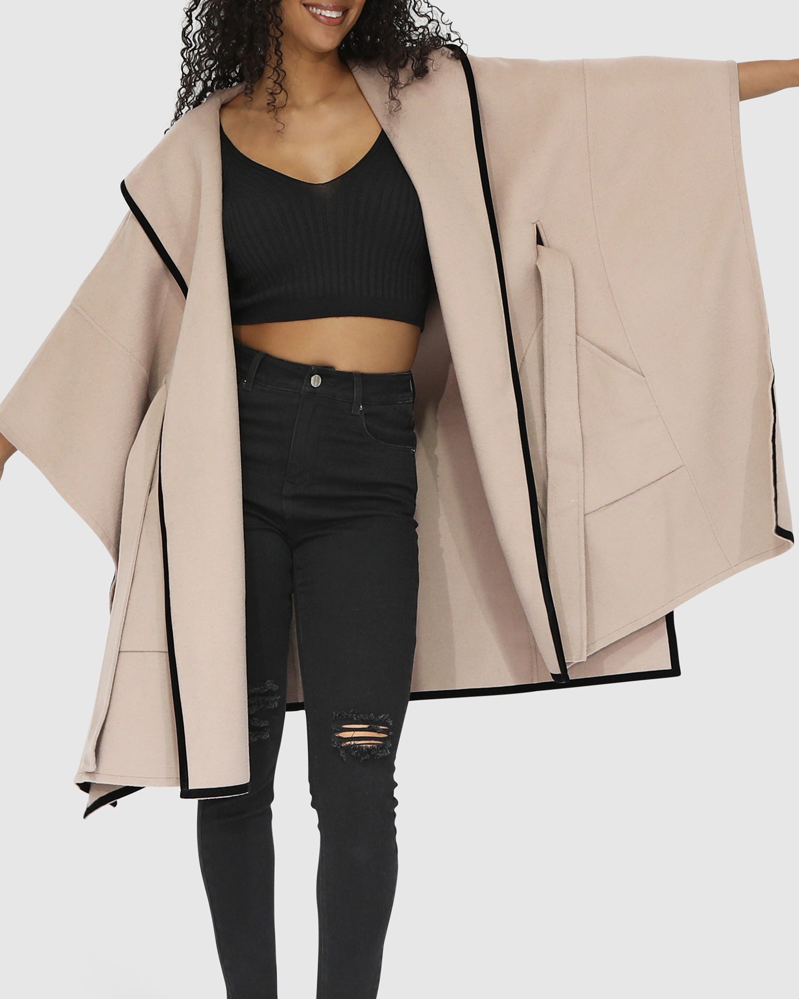 Need You Now Wool Blend Hooded Cape - Sand – Belle & Bloom