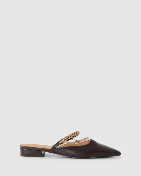 On The Go Leather Flat - Chocolate